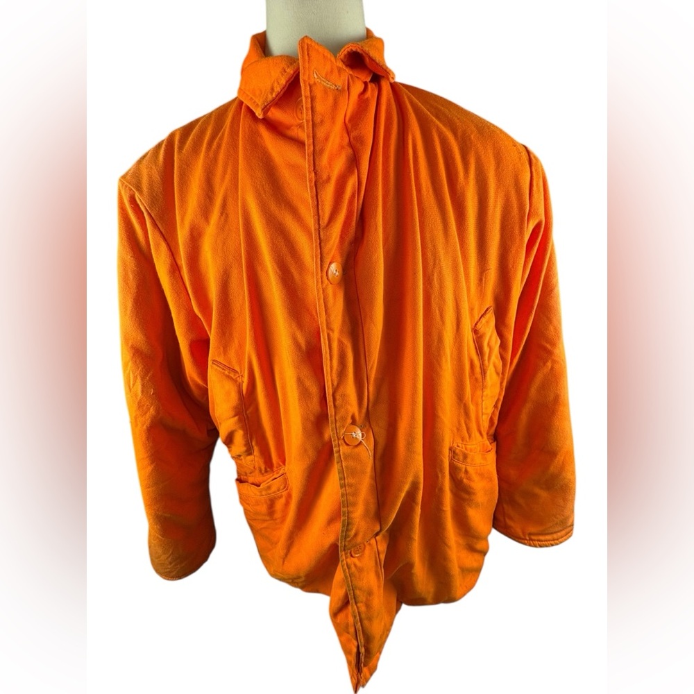 Vintage Blaze Orange Hunting Jacket Heavy Canvas Warm Durable READ